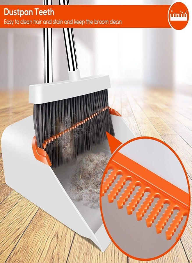 Volbit Upright Stand Up Broom/Dustpan Combo Set with 32" Long Handle for Home Kitchen Room Office Lobby Floor Use (anand), Stainless Steel - Image 5